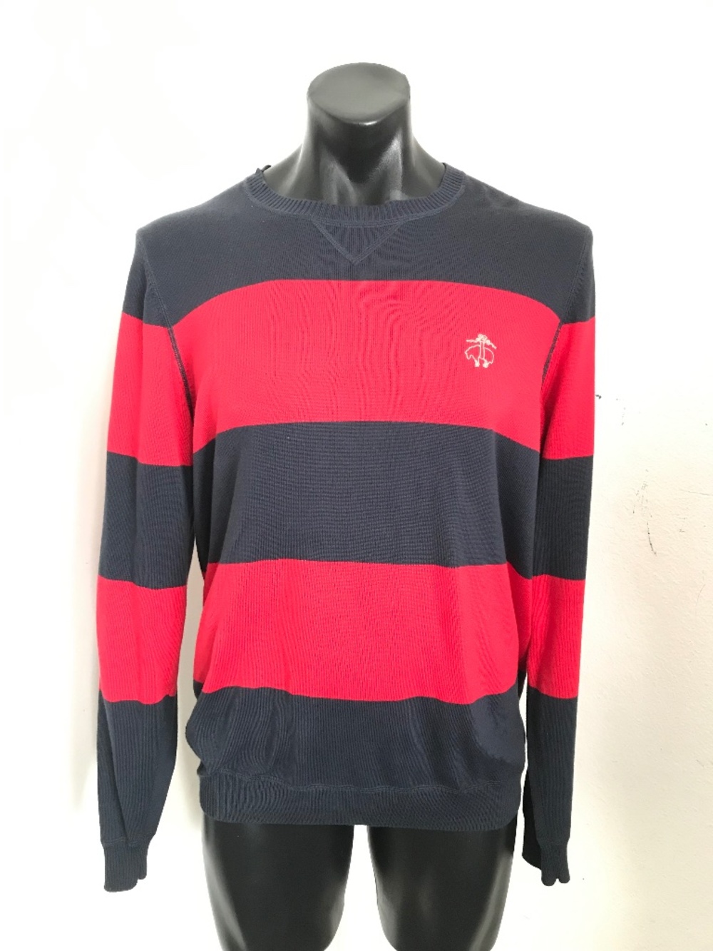 Brooks Brothers Red Fleece Striped Crewneck Sweater Men’s XL Navy Red